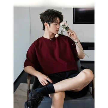 (免運)CHICERRO西西里男裝夏季新款小眾圓領純色短袖T恤男時尚寬松百搭