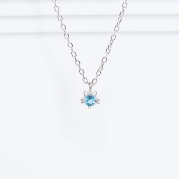 倫敦藍托帕石925純銀貓咪項鍊