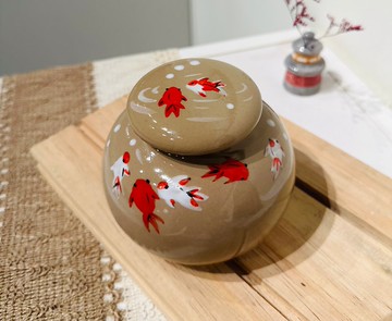 手工繪製  豐慶有餘 年年有魚茶倉 陶罐 茶葉罐 儲存罐 陶瓷密封