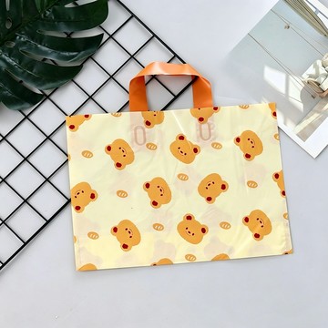 台灣出貨🔥塑膠提袋 可愛提袋 禮品袋 禮物袋提袋 服飾袋 包裝袋 服飾手提袋 黃油小熊手提袋 手提袋 袋子 外送打包袋