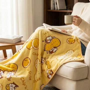 暖呼呼雙面法蘭絨多功能披毯 奇奇蒂蒂
