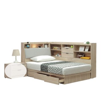 【MUNA 家居】芃芮德3.5尺三抽床頭底組/三件組/附USB插座