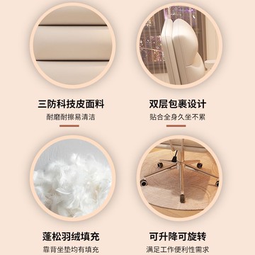 電腦椅書房臥室靠背椅子帶扶手可升降轉椅簡約奶油風書桌椅休閑椅