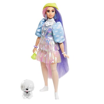 Mattel Barbie Extra Doll #2 in Shimmery Look with Pet Puppy 1 Toy