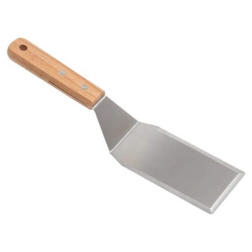 AHOYE 鐵板燒料理三邊煎鏟  不鏽鋼 銀色 + 原木色  1支