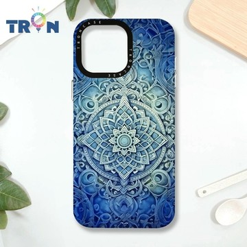 TRON IPHONE 16 PRO MAX 藍色漸層印度Henna幸運祝福圖騰 MAGSAFE 磁吸 防摔 太空殼 透白 手機殼