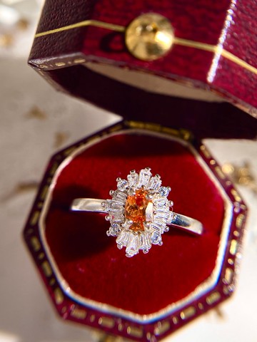 芬達石 天然寶石 錳鋁榴石 太陽色 橘色寶石戒指 30分純銀戒 限量