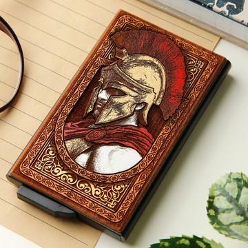 Spartan - 雷射鵰刻 + 手繪木質卡夾