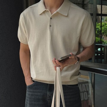 正韓簡約涼感翻領馬鞍肩短袖Polo針織衫 6色 YUPPIE 預購商品 0608