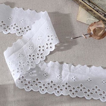 新甜豌豆棉質刺繡蕾絲 白色 180公分 2入  2個