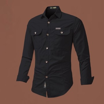 [巴黎精品] 襯衫長袖上衣-英倫春季軍裝寬鬆男裝8色a1fa38