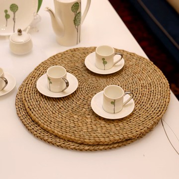日式簡約草編田園餐墊杯墊隔熱墊茶具墊手工編織鍋墊碗墊圓形餐墊