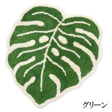 植物龜背芋造型地墊 絨毛腳踏墊