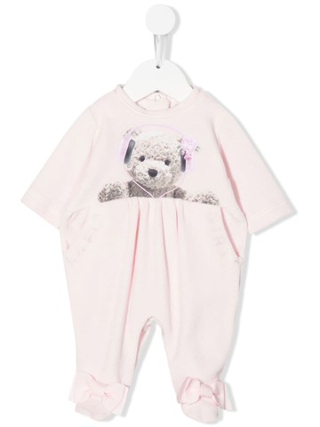 Lapin House - teddy-bear bow-detail romper - kids - Cotton/Polyamide - 6 mth - Pink