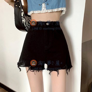 牛仔短褲女 高腰顯瘦寬褲 寬松a字大碼熱褲夏天薄款【淘夢屋】