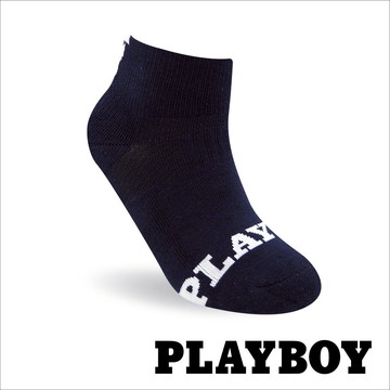 【襪款任選3雙$299 、6雙$511】PLAYBOY 兔頭造型厚底運動男襪-丈青(BF5122)