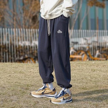 美式街頭hiphop褲子男ins潮歐美春秋運動褲抽繩束腳褲寬松休閑褲