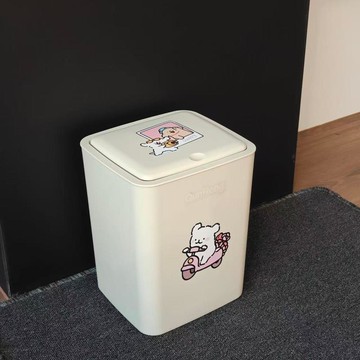 【臺灣-出貨】多巴胺翻蓋垃圾桶按壓彈蓋家用衛生間廚房大容量卡通帶蓋衛生桶DFC25