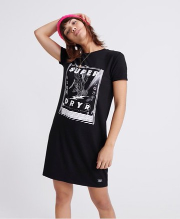 Superdry Women's Women's Chrissi T-Shirt Dress Black - Size: 12 Size: 8