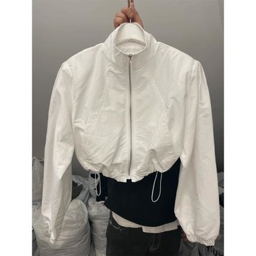 韓國2023休閑抽繩小個子防曬服女款泡泡短款運動防曬衣上衣外套女