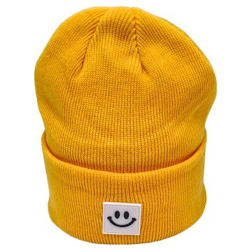 韓系時尚針織笑臉帽 S號約1-3歲  經典黃笑臉  兒童M(2~8歲)