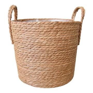 藤編花盆 30x27cm 草編 收納花盆  原色  1個