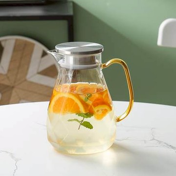 FOREVER 耐熱玻璃時尚鑽石紋款不鏽鋼把手水壺1500ML