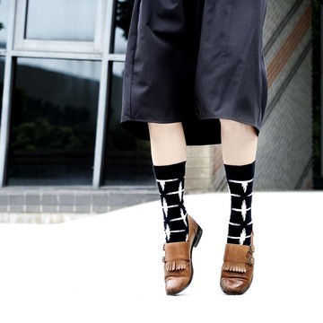 City Cross - 城市漫遊 / 黑白十字花紋 / 23 - 28 cm - 淑女四季襪 23 - 28 cm