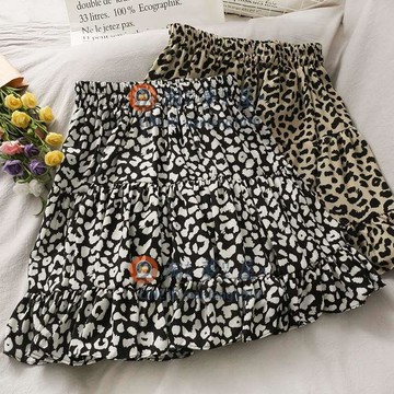 雪紡半身裙碎花雪紡半身裙防走光百褶裙女裝新款夏豹紋短裙松緊高腰顯瘦【淘夢屋】