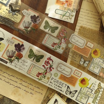 票據 復古手帳素材 PET 和紙膠帶