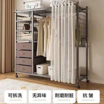 簡易衣柜家用臥室結實耐用出租房組裝布衣柜全鋼架加粗加厚收納柜