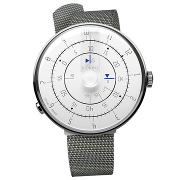 klokers 極簡系列 KLOK-01- M1 極簡白色錶頭 + 米蘭錶帶