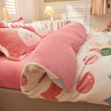 加厚牛奶珊瑚絨四件套雙面法蘭絨被套冬季法萊加絨床單床上三件套