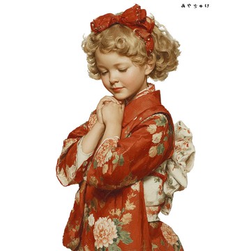 【12月新品4】07-114-0152 人物貼紙 和服復古