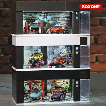 和光🔥1:64 電動車庫 燈光防塵箱 模型車展示 模型鐵捲門車庫 1/64 MINIGT車庫 風火輪 TOMICA停車庫