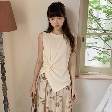 【巴黎精品】現貨+預購 背心無袖T恤-設計感不對稱棉質女裝3色a1fx27