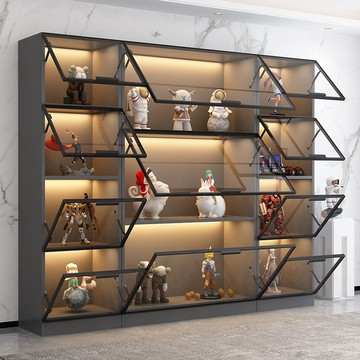 工廠現貨 定制書櫃玻璃門整墻展示櫃防塵書架輕奢模型展示手辦家用客廳487-LPS 保售後 台灣公司