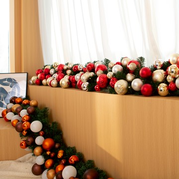 2.7米圣誕藤條 裝飾北歐加密櫥窗桌面扶手圣誕節仿真圣誕擺件掛件