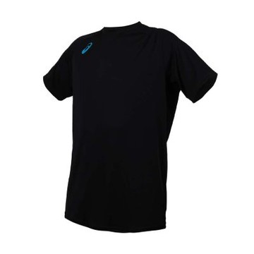 ASICS 男排球短袖T恤-運動 上衣 休閒 2053A246-002 黑湖水藍
