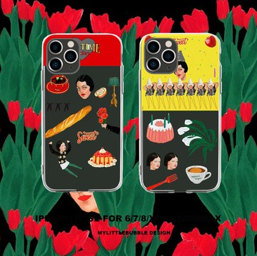 mylittlebubble原創插畫ins新款可愛蘋果11/max透明安卓手機殼