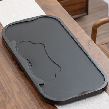 公司貨附發票 茶具/茶盤 天然烏金石茶盤家用會客單層中式茶臺大小號簡約功夫茶具托盤創意 快速出貨