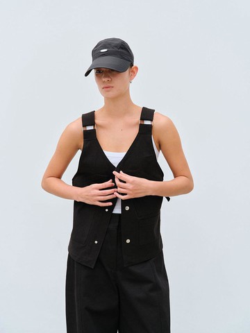 UTILITY COTTON VEST (BLACK)