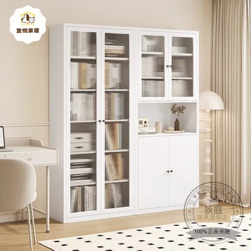 【臺灣公司 可打統編】免運 書架 鋼架書架 鋼制書柜防塵家用玻璃門落地客廳儲物柜鐵藝書架中展示柜玻璃透明 可開發票 全館八折 工廠現貨直銷 新品特價 y1172