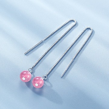 925純銀草莓晶夏季耳線女設計感時尚耳墜淡粉超仙優雅氣質ins耳環