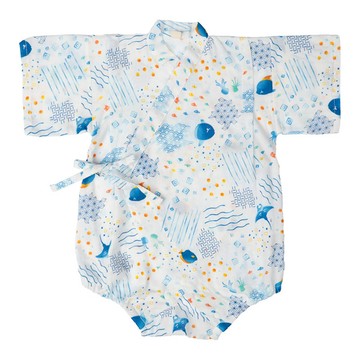 akachan honpo - 甚平包屁衣-海-米白色-日本製