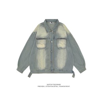 WH先生復古水洗原創設計感牛仔外套男女春秋季潮牌小眾高街夾克