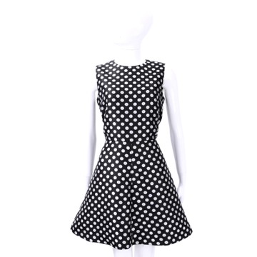 RED VALENTINO 黑x白色點點無袖洋裝