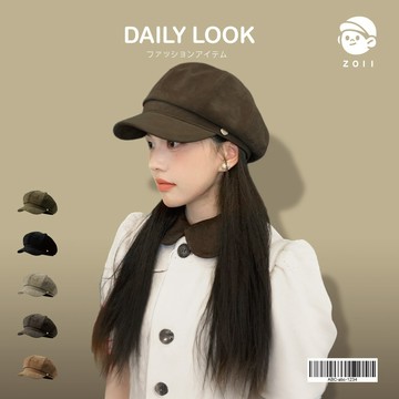 ZOII 佐壹｜韓版金標絨面挺版報童帽 八角帽 貝雷帽 畫家帽 報童帽 挺版 秋冬帽 秋冬淑女帽 貝蕾帽 #105026