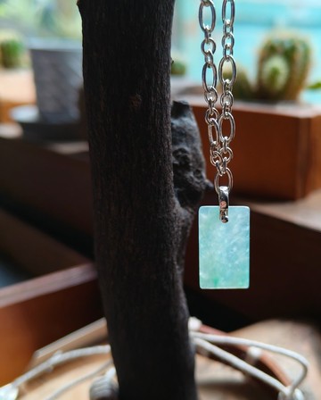 緬甸天然冰綠無事牌純銀925手鍊81723