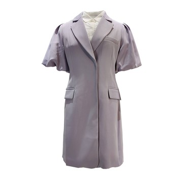 TOORDER薰衣草紫小法式澎袖西裝領洋裝